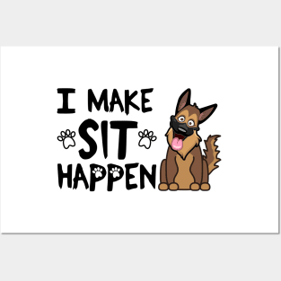 I Make Sit Happen German Shepherd - Dog Love Black Posters and Art